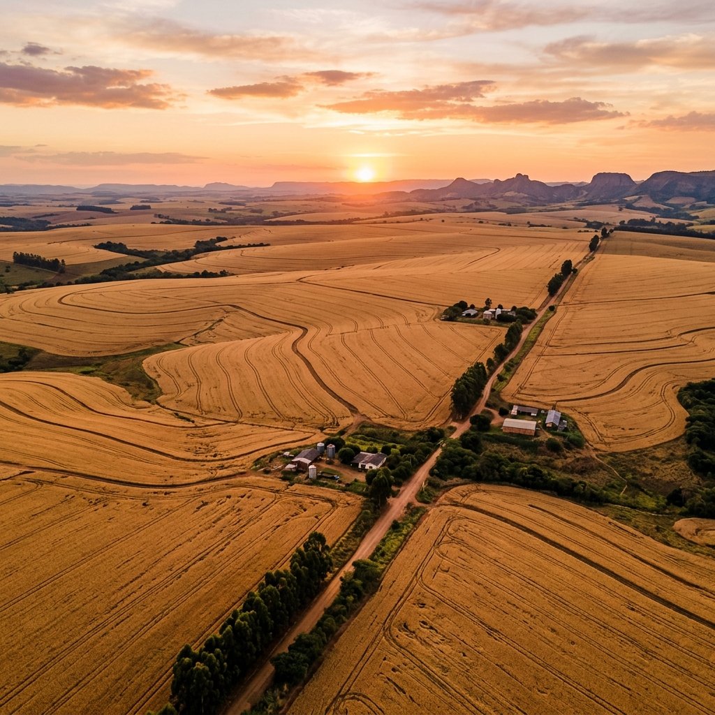 Campo de trigo dourado ao pôr do sol